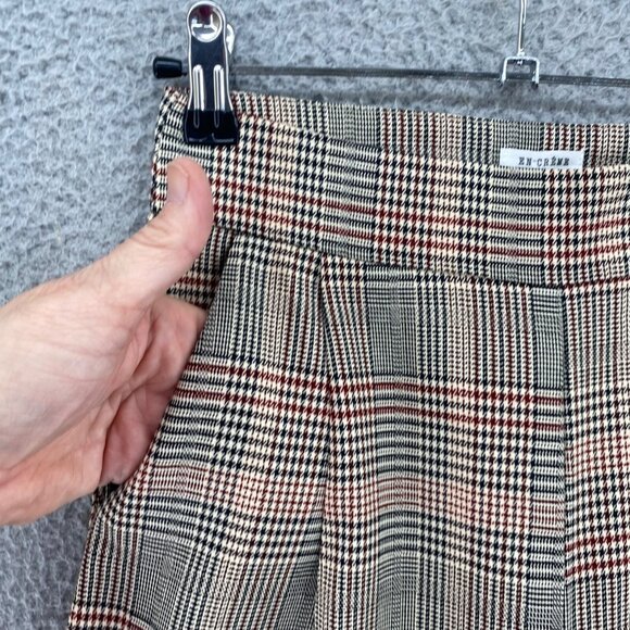 En Creme Pants Womens Small Ivory Houndstooth Plaid Wide Leg Pleated Office NWT - Picture 5 of 14